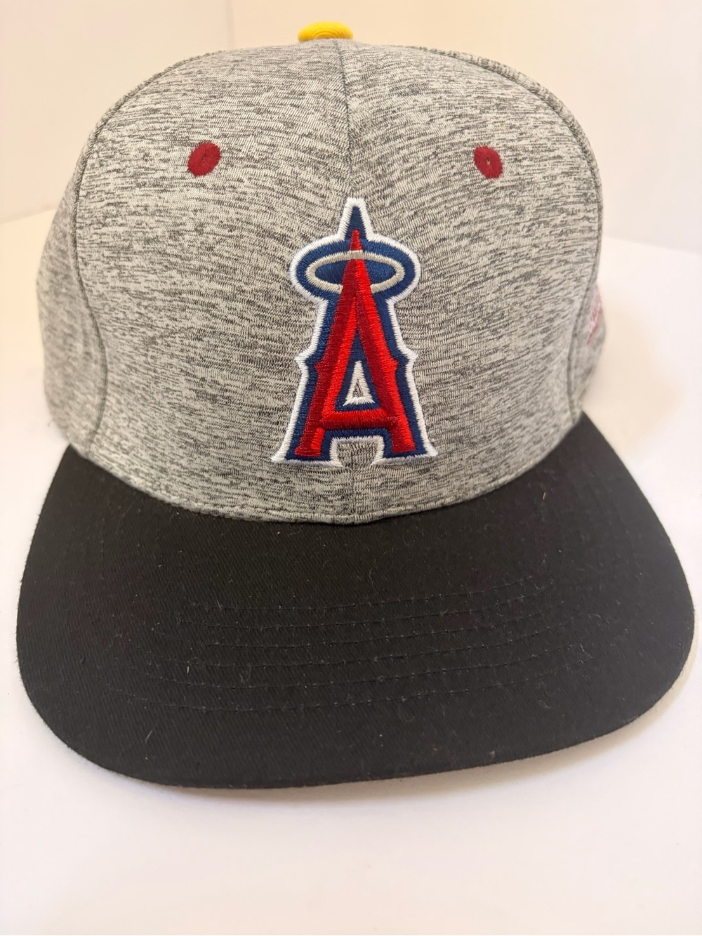 Angels Kids Heather Gray & Black Baseball Hat with Red Logo